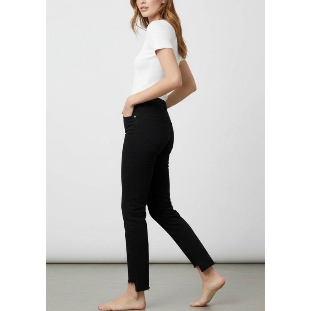 Rag & Bone Nina High Rise Ankle Cigarette Black Jeans Size 29 Raw Hem Slim Denim